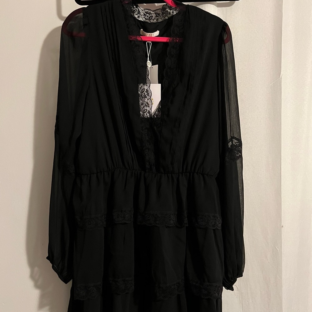 WAYF black lace mini dress